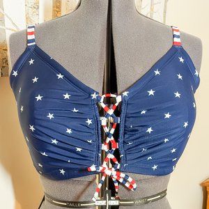 ~*Cacique Red White Blue American Flag Swim Top - Size 26*~